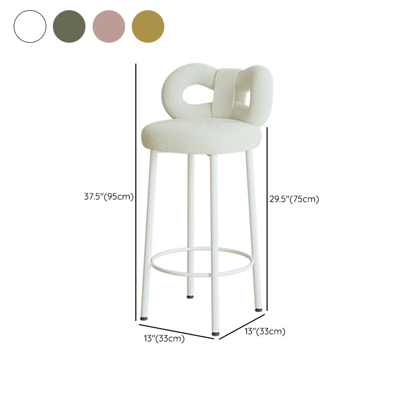 Contemporary Upholstered Low Back Round Bar Stools with Metal Base