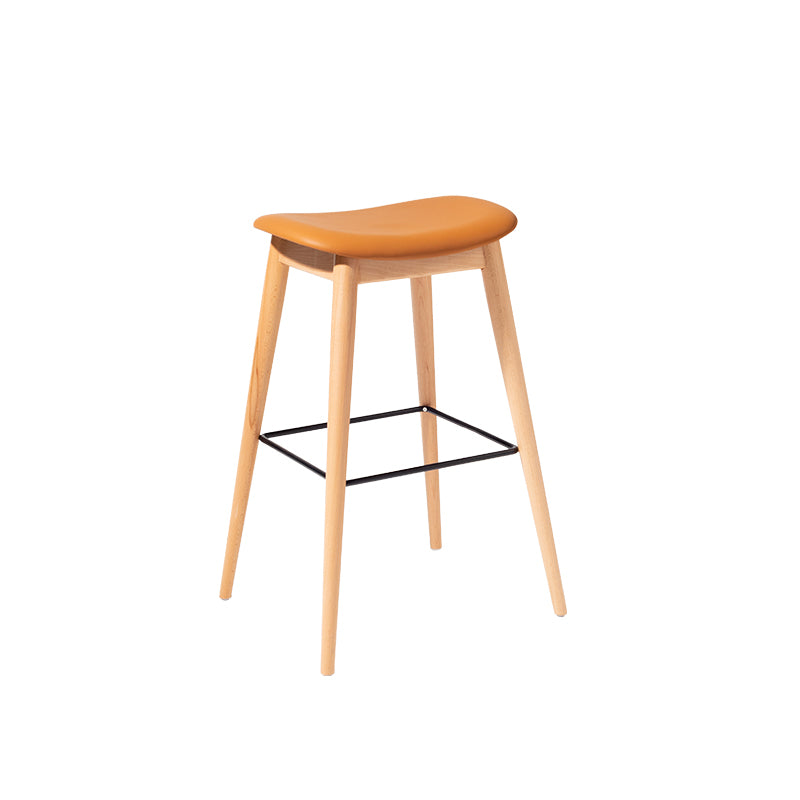 Contemporary 29.9-inch Backless Bar Stool with Solid Wood Base