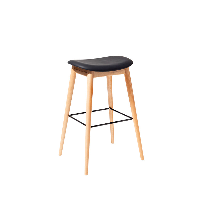 Contemporary 29.9-inch Backless Bar Stool with Solid Wood Base