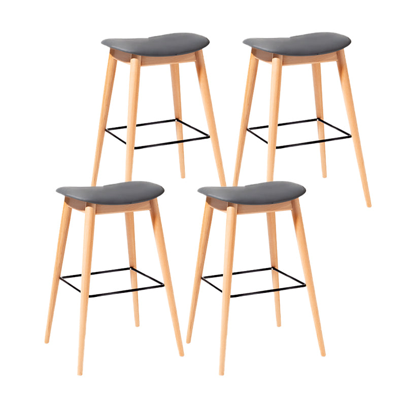 Contemporary 29.9-inch Backless Bar Stool with Solid Wood Base