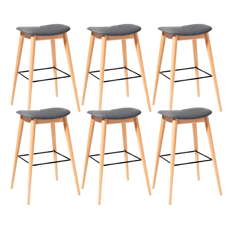 Contemporary 29.9-inch Backless Bar Stool with Solid Wood Base