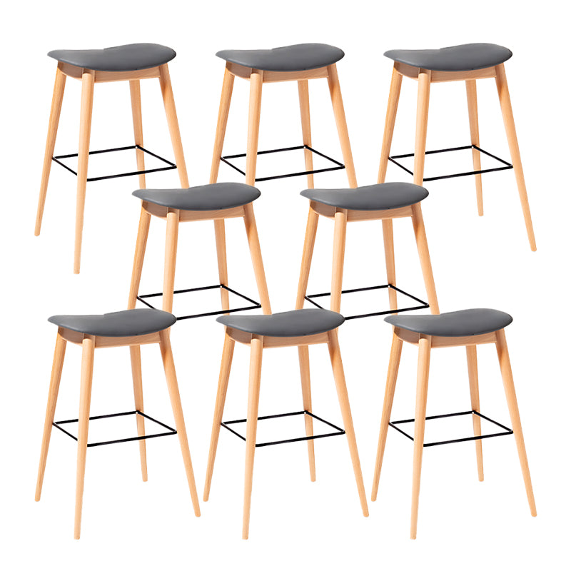 Contemporary 29.9-inch Backless Bar Stool with Solid Wood Base