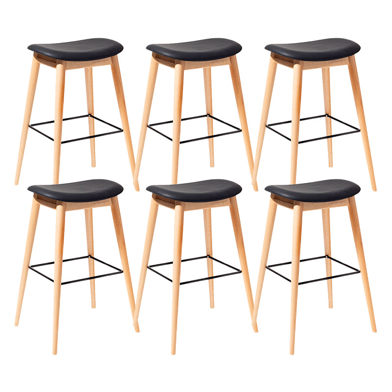 Contemporary 29.9-inch Backless Bar Stool with Solid Wood Base