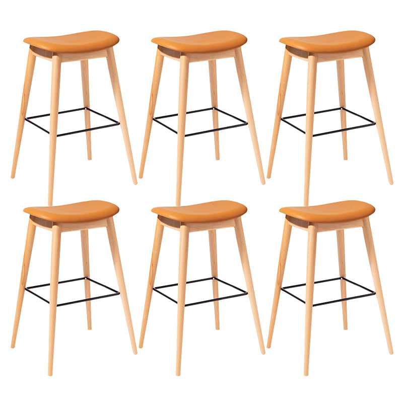 Contemporary 29.9-inch Backless Bar Stool with Solid Wood Base