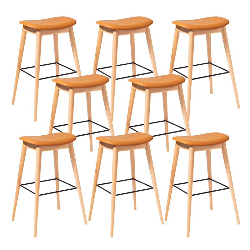 Contemporary 29.9-inch Backless Bar Stool with Solid Wood Base