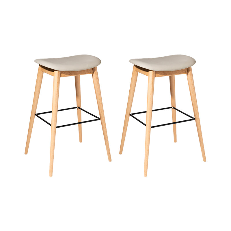 Contemporary 29.9-inch Backless Bar Stool with Solid Wood Base