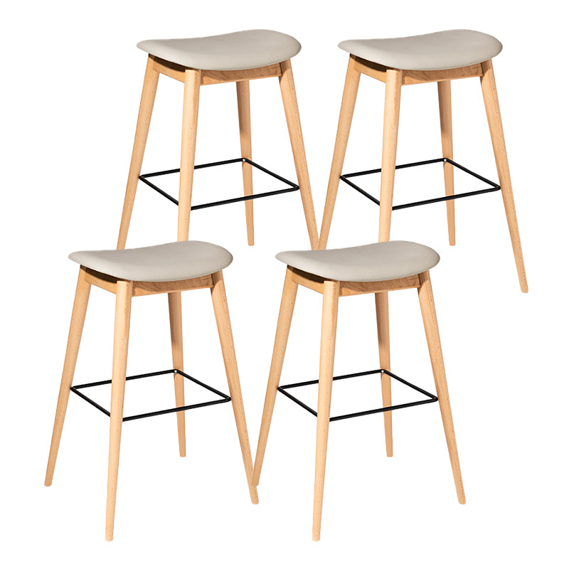 Contemporary 29.9-inch Backless Bar Stool with Solid Wood Base