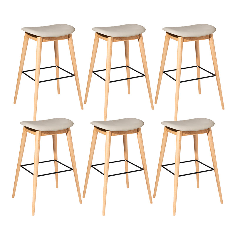 Contemporary 29.9-inch Backless Bar Stool with Solid Wood Base