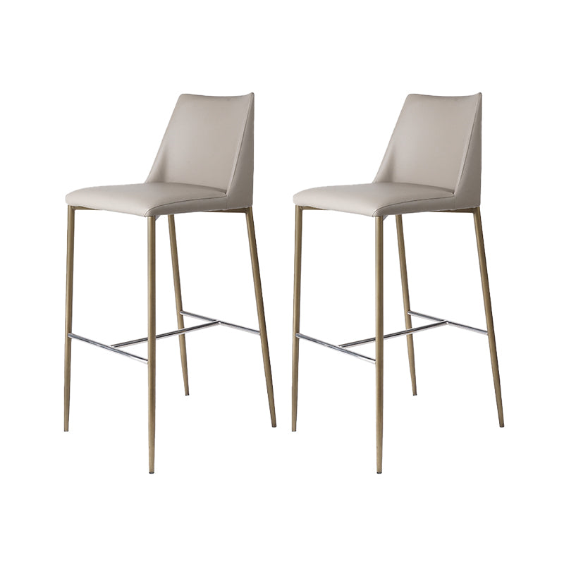 Modern Upholstered Low Back Faux Leather Bar Stools with Metal Base