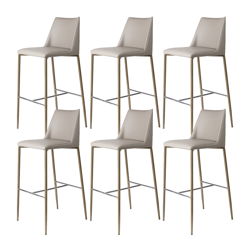 Modern Upholstered Low Back Faux Leather Bar Stools with Metal Base