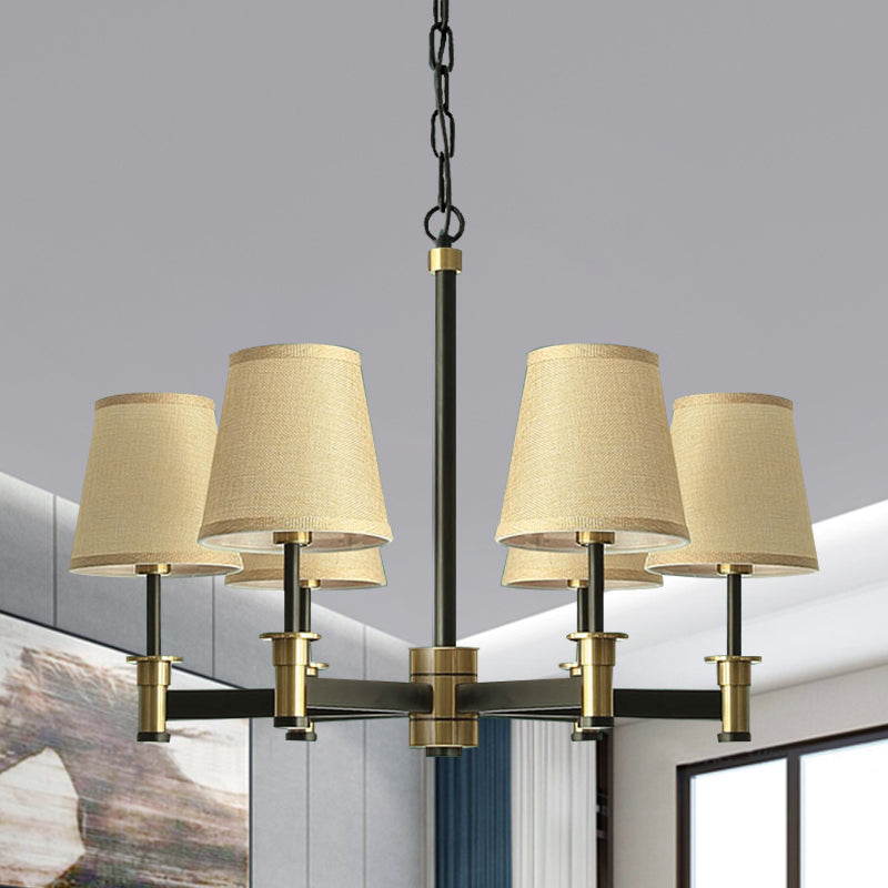 Bianco/beige 6 lampadina lampadario soffitto classico in tessuto in tessuto sospensione sospensione per camera da letto