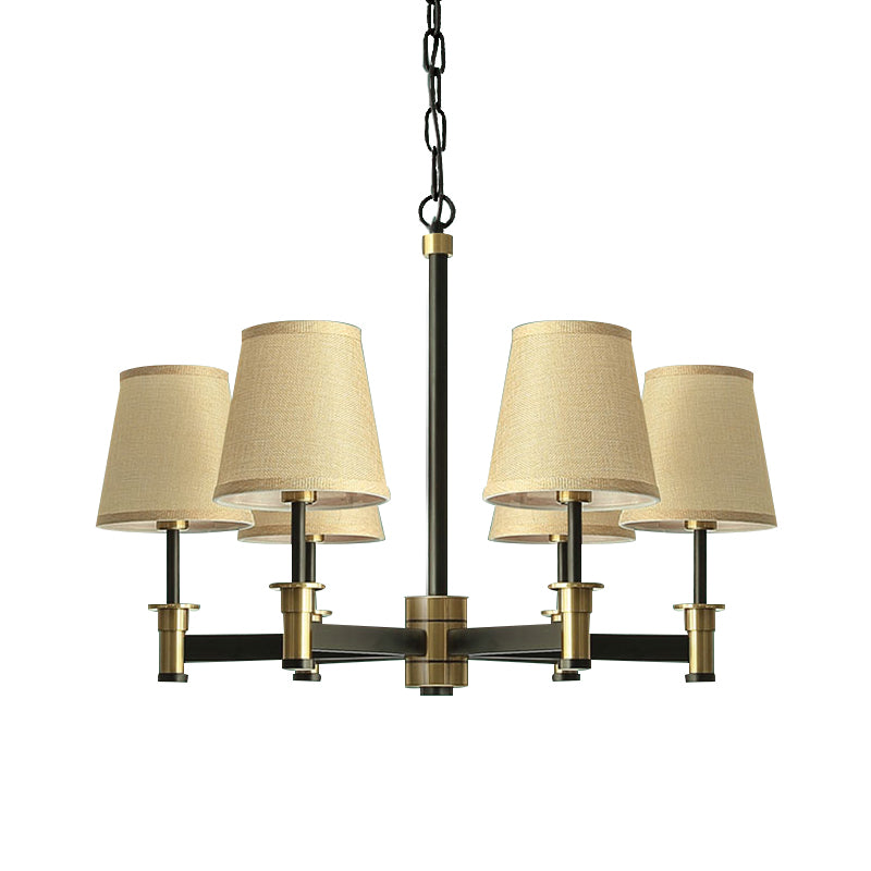 Bianco/beige 6 lampadina lampadario soffitto classico in tessuto in tessuto sospensione sospensione per camera da letto