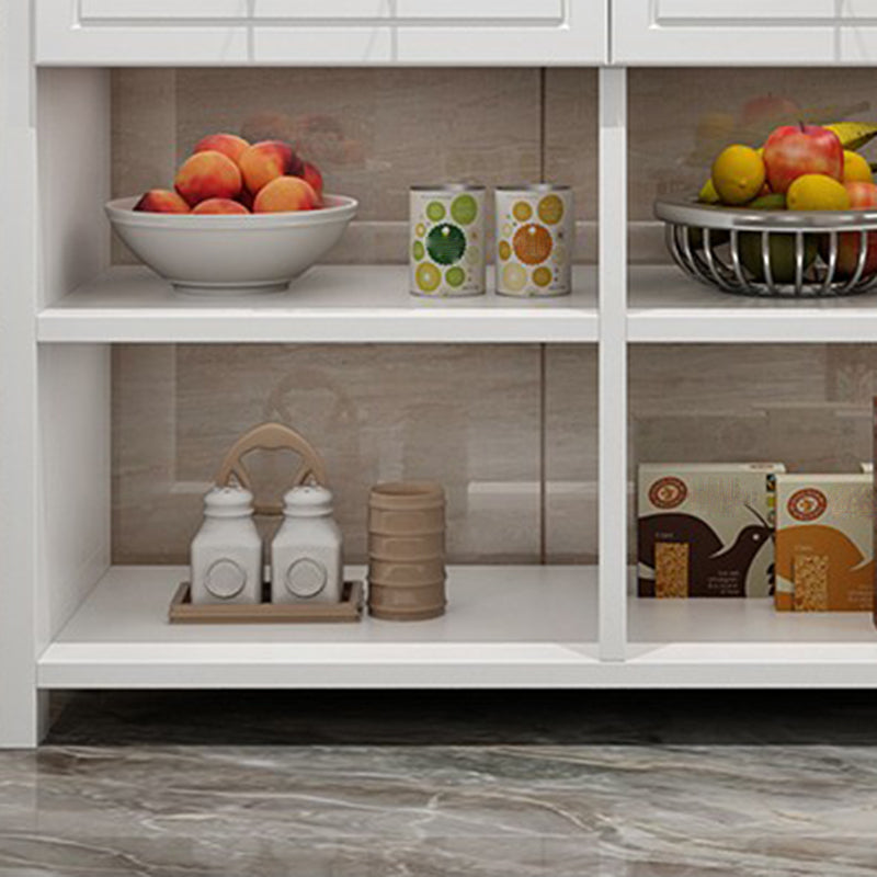 Matte Finish Pine Wood Kitchen Island Table with Open Storage for Dining Room