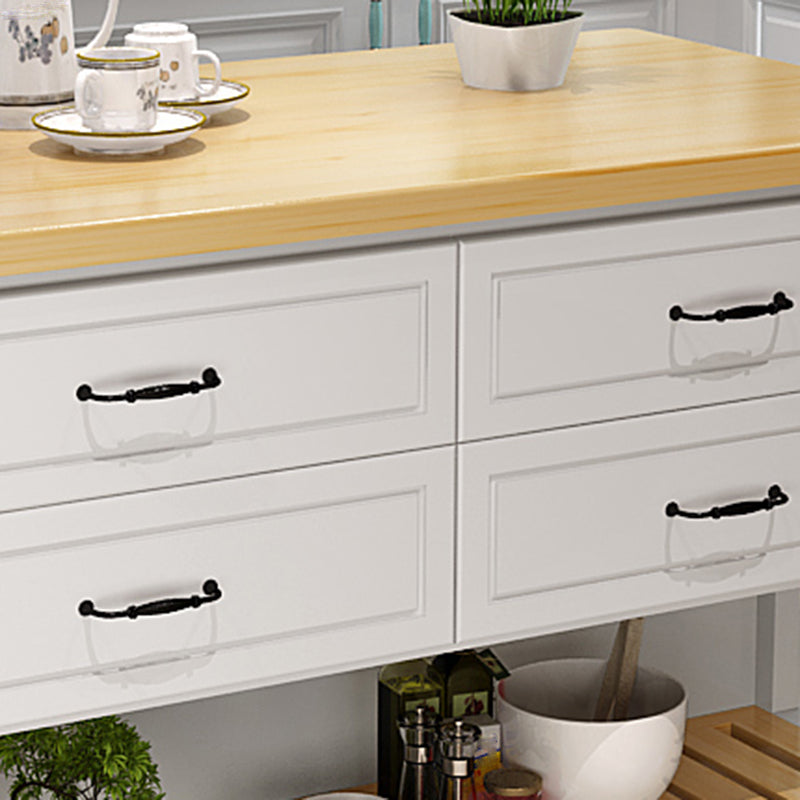 Natural Finish Pine Wood Kitchen Island Table for Dining Room