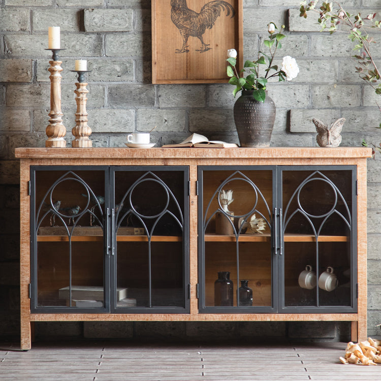 Wooden Traditional Curio Cabinet Glass Doors Display Stand with Drawers