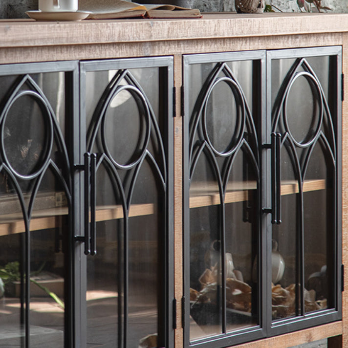Wooden Traditional Curio Cabinet Glass Doors Display Stand with Drawers