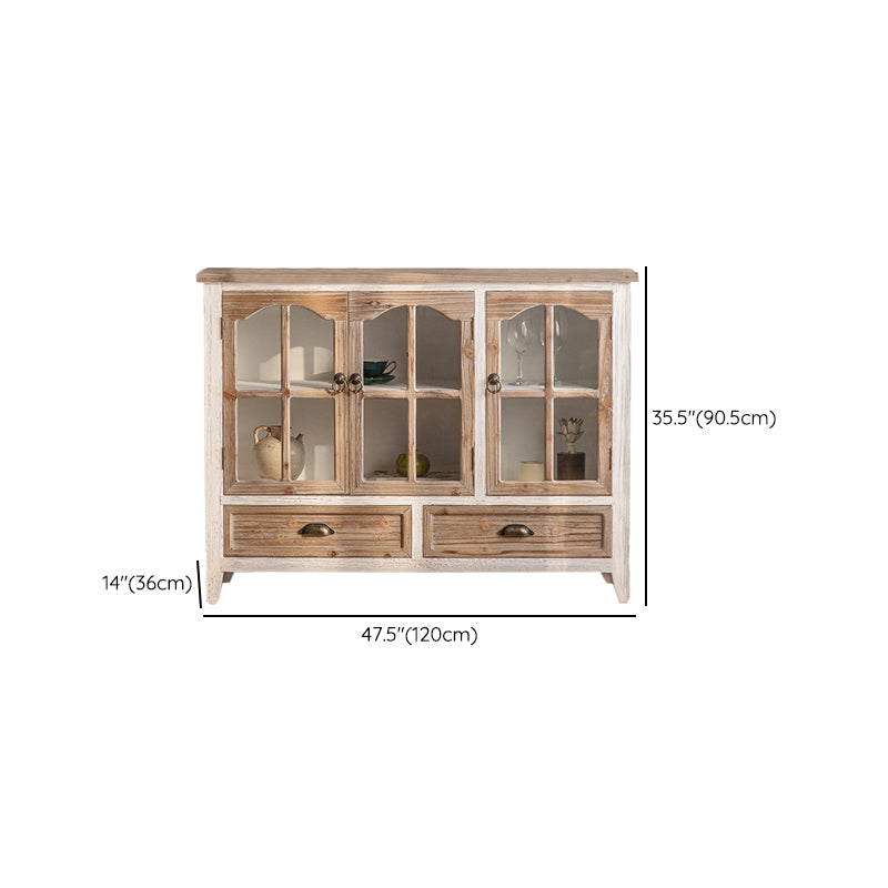 Wooden Traditional Curio Cabinet Glass Doors Display Stand with Drawers