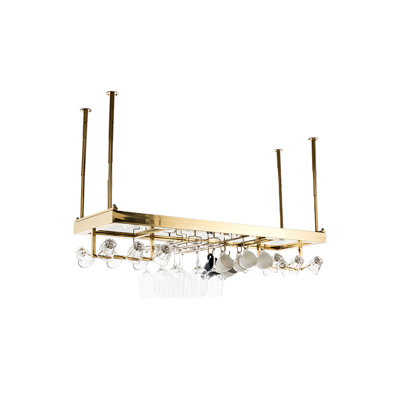 Glam Style Metal Hanging Wine Rack Kit in Gold -47.24" x 13.8" x 6.7"