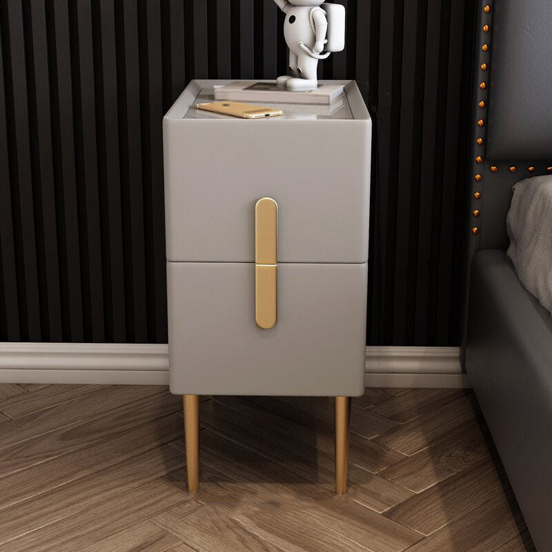 Contemporary Rectangular Bedside Cabinet with 2 Drawers for Bedroom