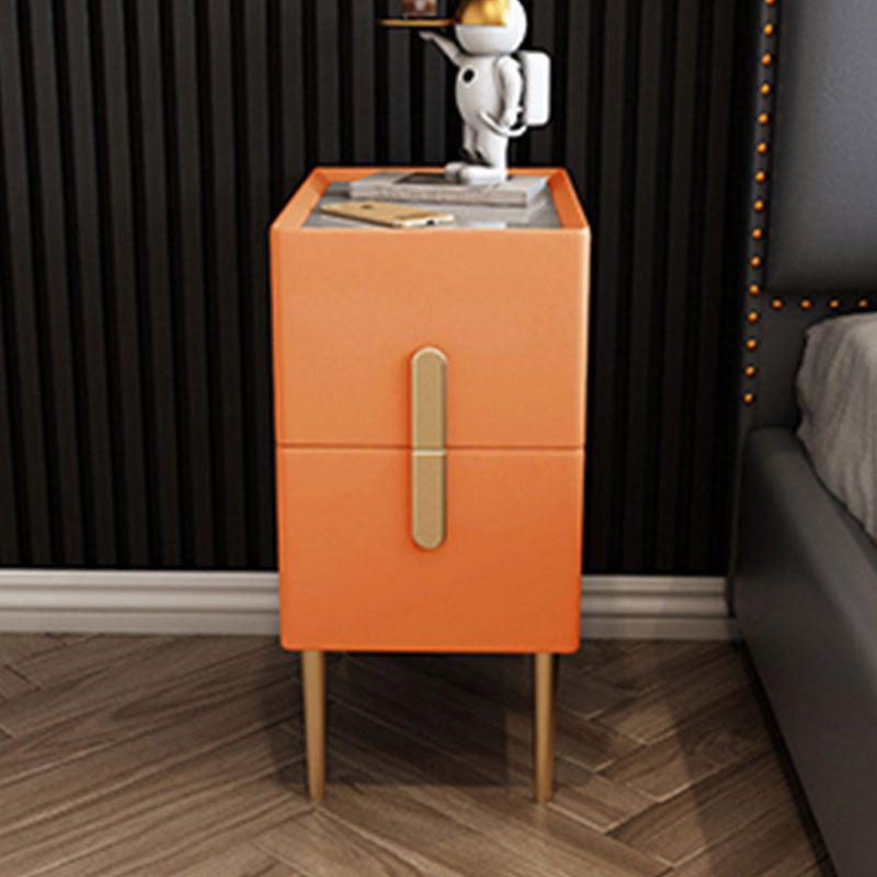 Contemporary Rectangular Bedside Cabinet with 2 Drawers for Bedroom