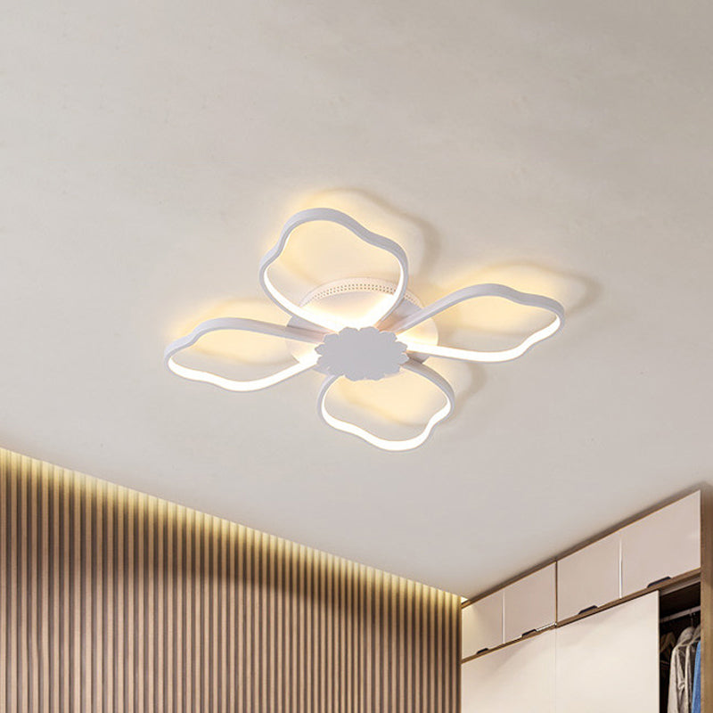 White Clover LED Close to Ceiling Light Minimalist Aluminum Flush Mount Lighting in Warm/White Light