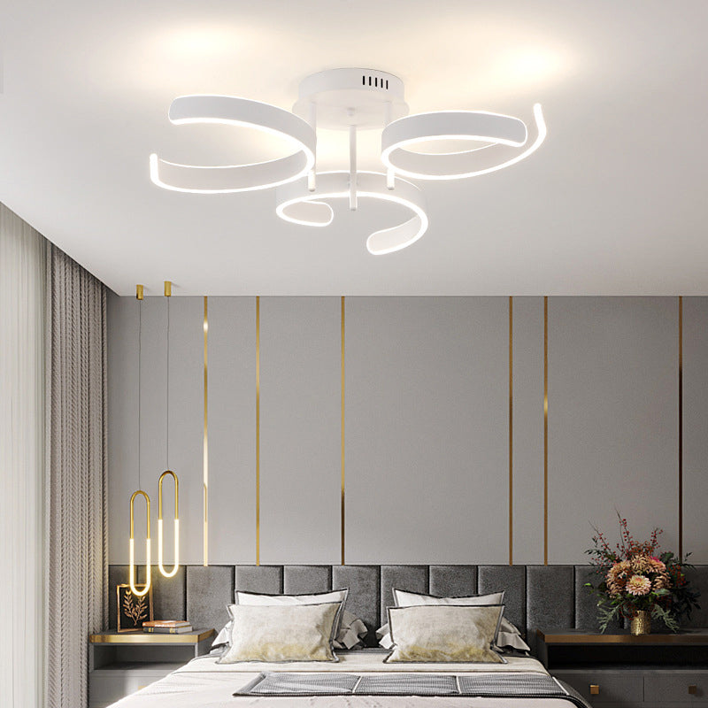 Lámpara de techo LED blanca simple con montaje semi empotrado curvo acrílico en luz blanca/cálida para dormitorio