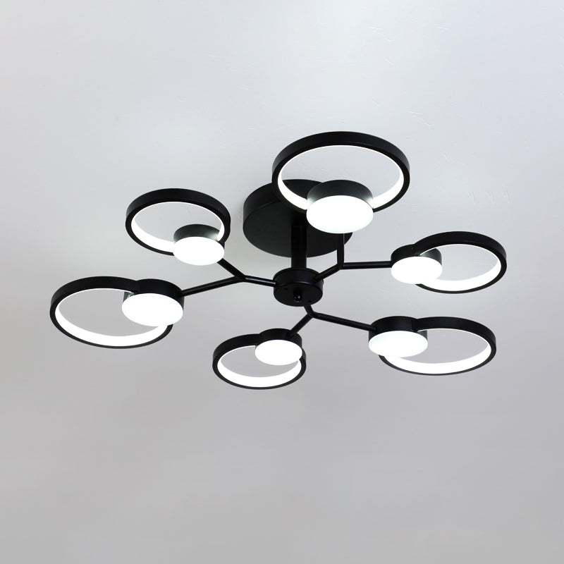 Blossom Close to Ceiling Light Fixture Contemporary Metal Living Room LED Semi Flush Mount Lamp in Black/Gold