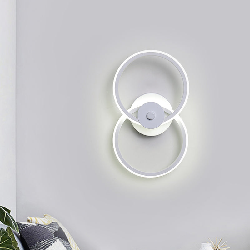Ring Flush Mount Wall Sconce Minimalist Acrylic Black/White LED Wall Lighting Ideas in Warm/White Light