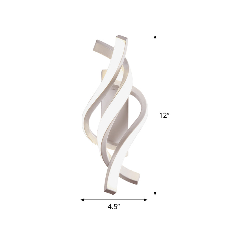 Twisted Acrylic Sconce Light Simplicity White LED Wall Mounted Lamp in Warm/White Light