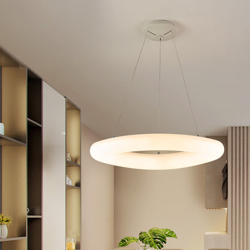 Closed Curve LED Hanging Light Minimalism Acrylic Dining Room Ceiling Pendant in White