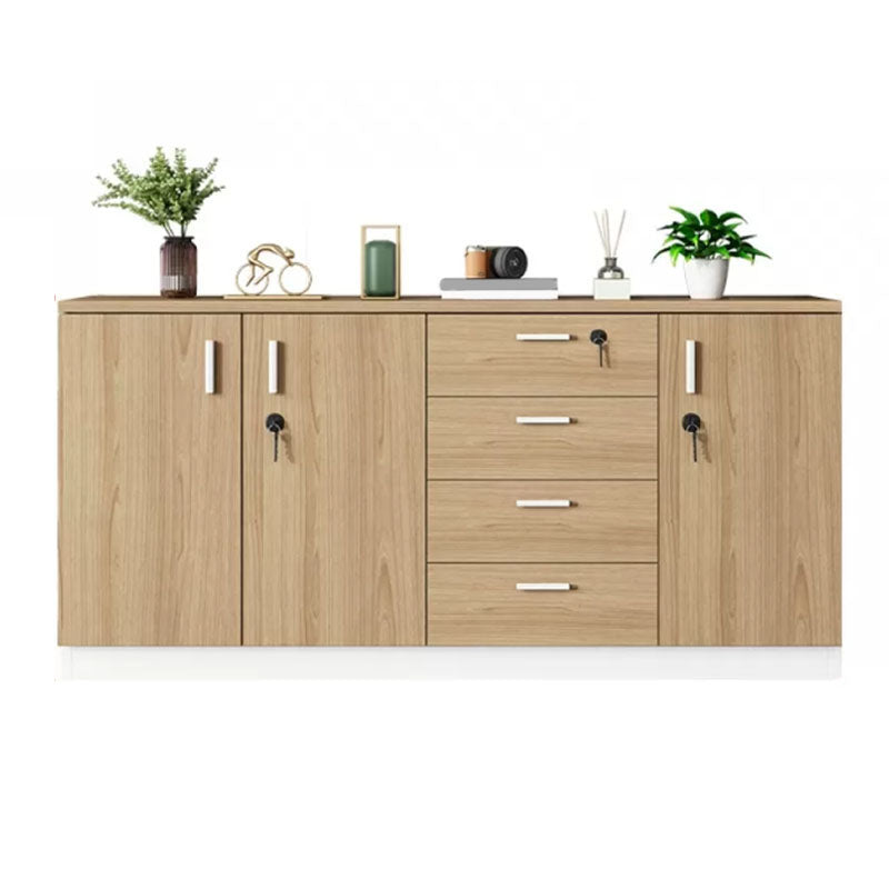 Modern Brown Engineered Wood File Cabinet with Lock Storage for Home Office