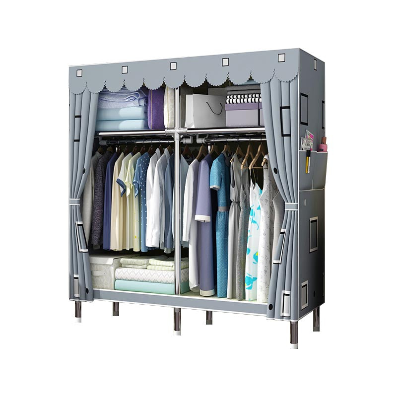 Contemporary Style Wardrobe Armoire Wood Armoire with Clothes Rail for Bedroom