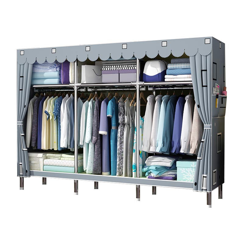 Contemporary Style Wardrobe Armoire Wood Armoire with Clothes Rail for Bedroom