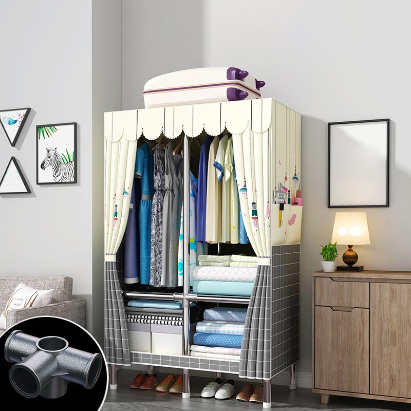 Contemporary Style Wardrobe Armoire Wood Armoire with Clothes Rail for Bedroom