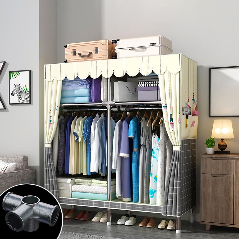 Contemporary Style Wardrobe Armoire Wood Armoire with Clothes Rail for Bedroom