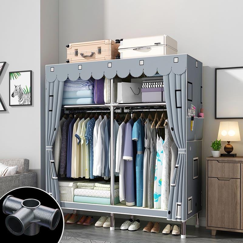 Contemporary Style Wardrobe Armoire Wood Armoire with Clothes Rail for Bedroom