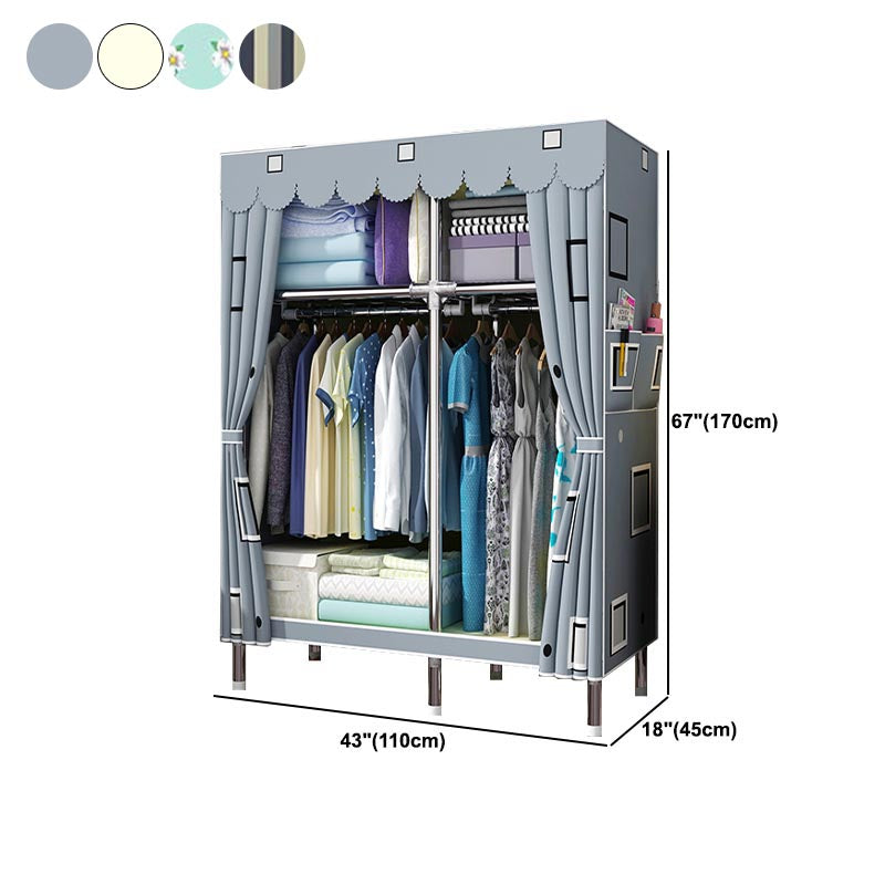 Contemporary Style Wardrobe Armoire Wood Armoire with Clothes Rail for Bedroom