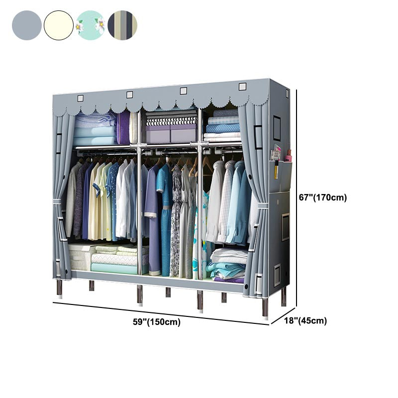 Contemporary Style Wardrobe Armoire Wood Armoire with Clothes Rail for Bedroom