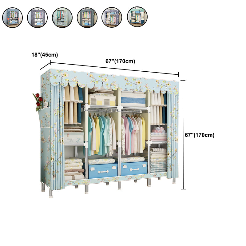 Contemporary Wardrobe Armoire Metal Armoire with Garment Rod for Home