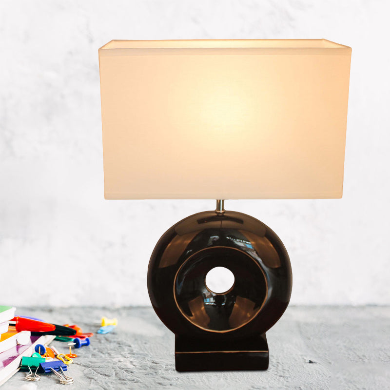 Resin zilver/zwarte tafel lichtcirkel 1 bol overgangs nachtkastje licht met rechthoek/trommelstoffabricages