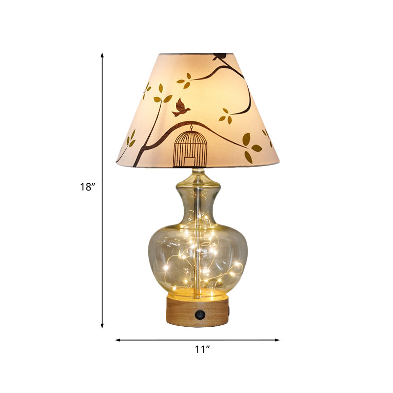 Helder glas urn/diamant nachtlamp eigentijds 1-bulb slaapkamer tafellicht met kegel afdrukkende stof schaduw