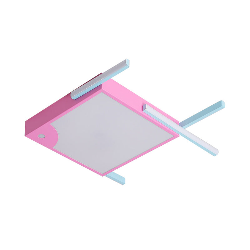 Metallic Fish Shaped Flush Mount Fixture Cartoon LED Pink Flush Ceiling Light in White/Warm Light