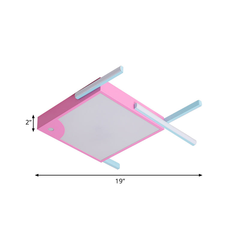 Metallic Fish Shaped Flush Mount Fixture Cartoon LED Pink Flush Ceiling Light in White/Warm Light