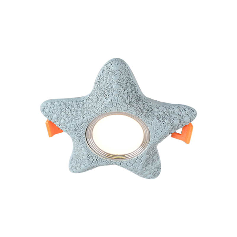 Starfish Flush Light Fixture Cartoon Resin LED Blue Flush Mount Ceiling Lamp in White/Warm Light