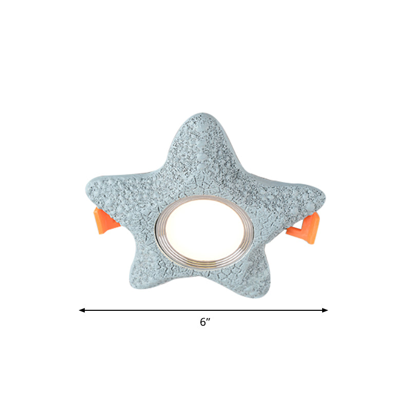 Starfish Flush Light Fixture Cartoon Resin LED Blue Flush Mount Ceiling Lamp in White/Warm Light