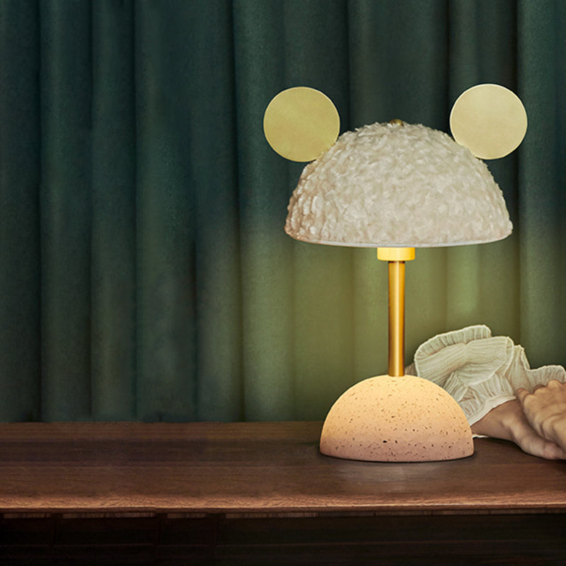 Villus Domed Nightstand Light Macaron 1 kop witte nachttafellamp met roze marmeren basis