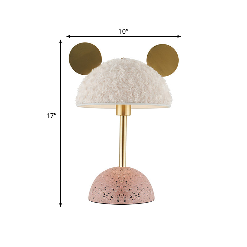 Villus Domed Nightstand Light Macaron 1 kop witte nachttafellamp met roze marmeren basis