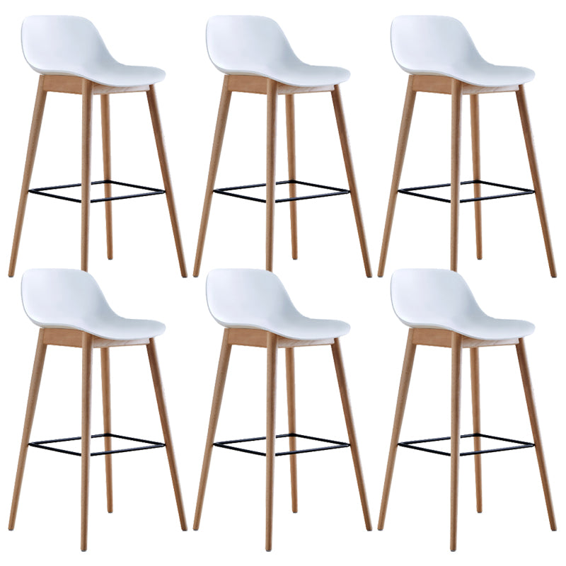 Contemporary Acrylic Backrest Counter High Stool with Wooden Base