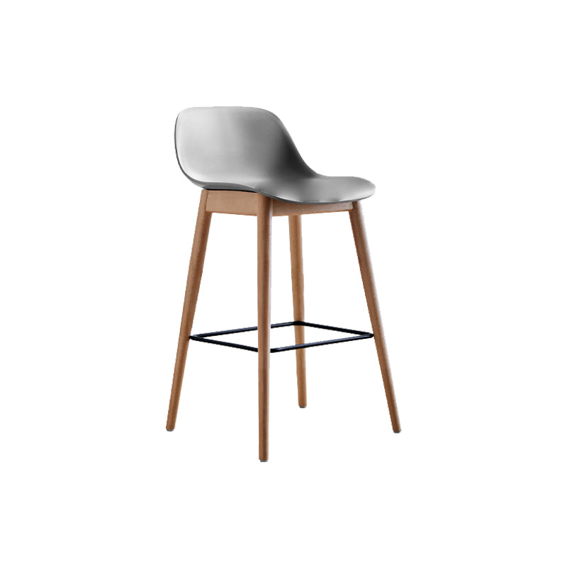 Contemporary Acrylic Backrest Counter High Stool with Wooden Base