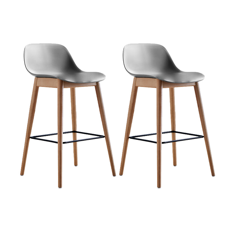Contemporary Acrylic Backrest Counter High Stool with Wooden Base